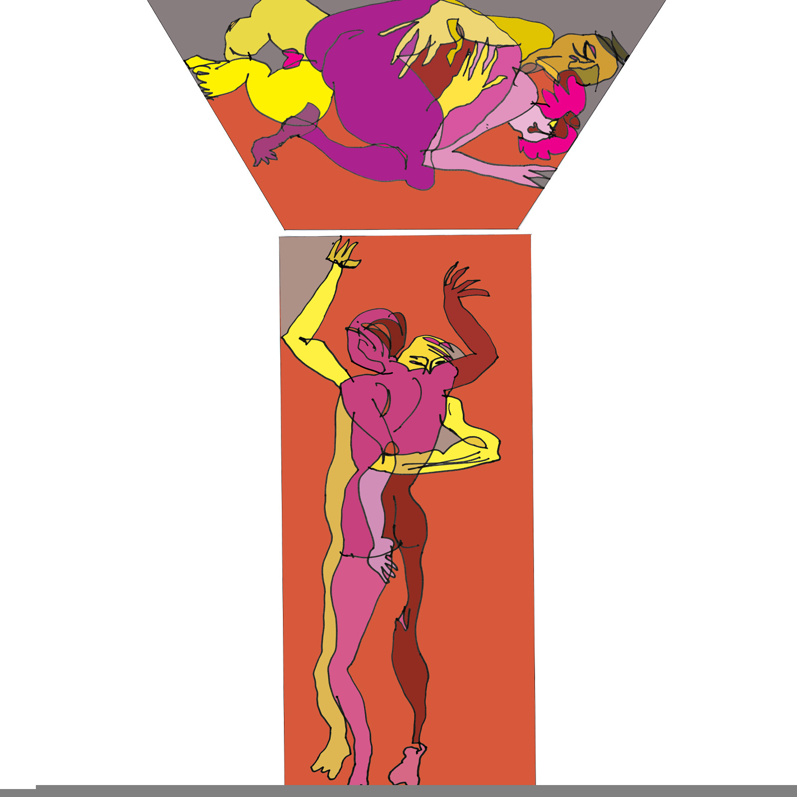 Dessins en aveugle à partir des photos des couples.Réalisation sur palette graphique Impression jets d'encresFormat A 2   12 - 2022