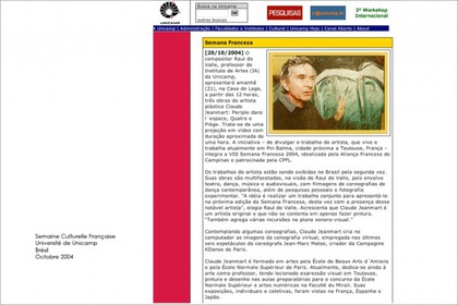 SEMAINE FRANCAISEUNIVERSITE DE CAMPINAS   BrésilPrésentations de Vidéos   Texte de Raul DO VALLE04 - 2004