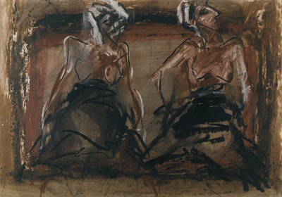 DESSIN DE NU AVEC MODELE46 x 6518 3  94 ( 8 )craies Markal à l'huile sur papier recyclé