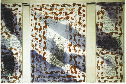 :	N° 4 - J'AI TANT MARCHÉ - empreintes de pas sur papier - 1  77