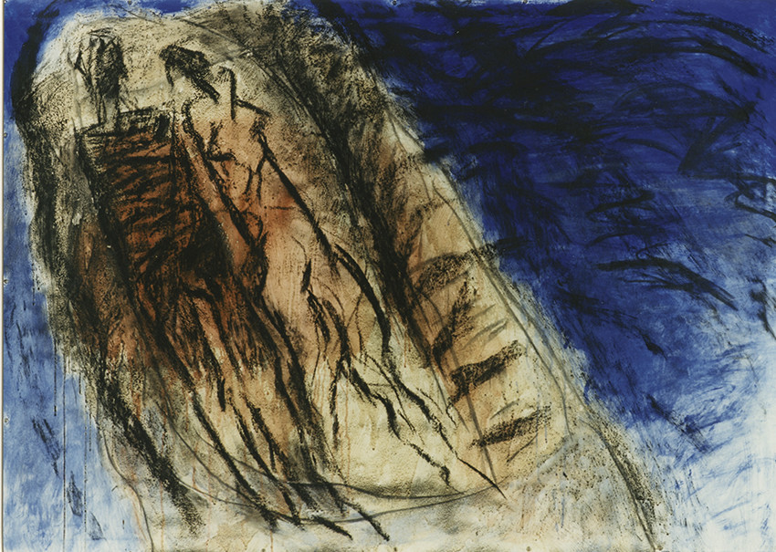 DERIVE  4Acrylique, fusain, pigments, terre, poudre de marbre, bitume, graphite, sur papier 5 - 1991 repris en 95140 x 200