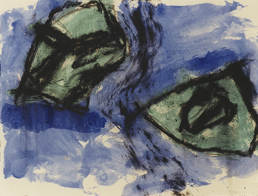 DERIVE  Acrylique, fusain, pigments, terre, poudre de marbre, bitume, graphite, sur papier17 - 8  - 1995  ( 1 )50 x 65