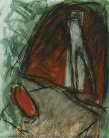 DERIVE  9Acrylique, fusain, pigments, terre, poudre de marbre, bitume, graphite, sur papier23 - 6 - 1995140 x 200