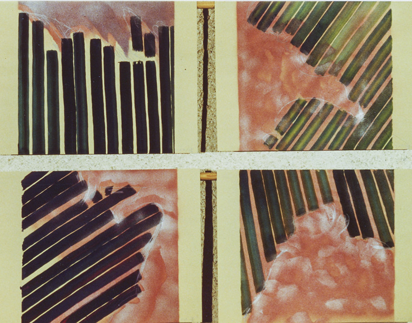 série des GÉOGRAPHIES IMAGINAIRES - encre, pinceau chinois, bombes de peinture - 4 fois 50 x 65 - 6  81