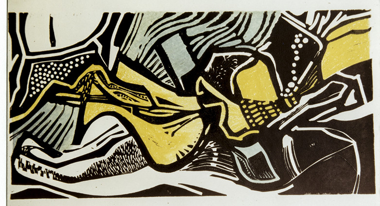 TROGNONS DE POMME - linogravure - 40 x 65 - 5 65