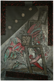 DESCRIPTION D'UN COMBAT 52004 et reprise en Avril et Mai 2005toile libre de 3m de haut, par 2m de largeAcrylique sur toile polyester