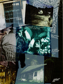 KAFKA. LE CHATIMENT D'AMALIA 16Description :Elle tendit à K. une main tremblante, et le fit asseoir à côté d’elle.Elle parlait avec difficulté. On avait du mal à la comprendre.Mais ce qu’elle dit.Image en hauteur au format 30 x 40 cm.Photo montages numériques, dessin, impression par jet d’encres aux pigments, sur des transparents superposés.