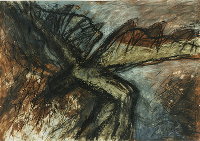 DERIVE  2Acrylique, fusain, pigments, terre, poudre de marbre, bitume, sur papier2 - 1995140 x 200